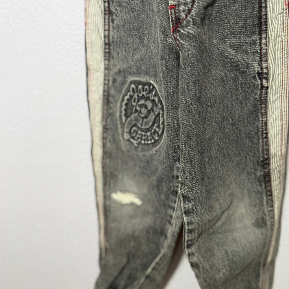 Vintage OshKosh Overalls Joe's Garage Gray Denim Kids Sz 5 Made USA Retro 90s